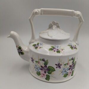 Arthur Wood England Violets Teapot‎ Floral Ceramic Tea Pot Vintage 6344 2-Cup